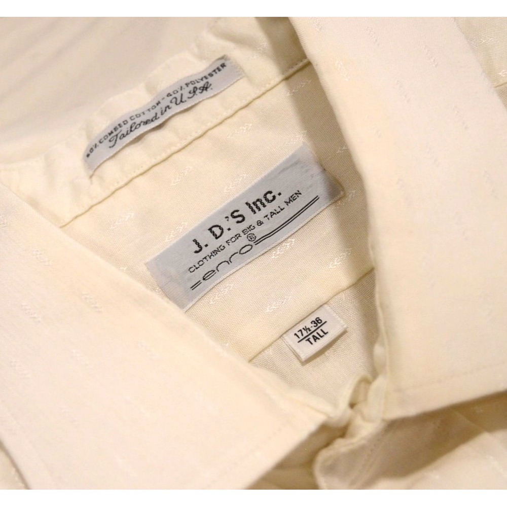 Enro J.D.'s Inc Men's Cream Summer-Weight Shirt 17.5 Neck Tall Fit Short Sleeve